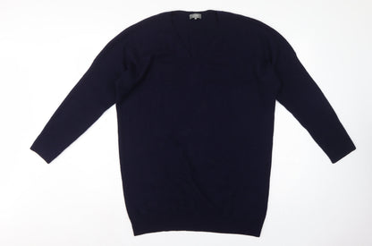 Jaeger Men's Blue M Wool Cashmere V-Neck Pullover Jumper