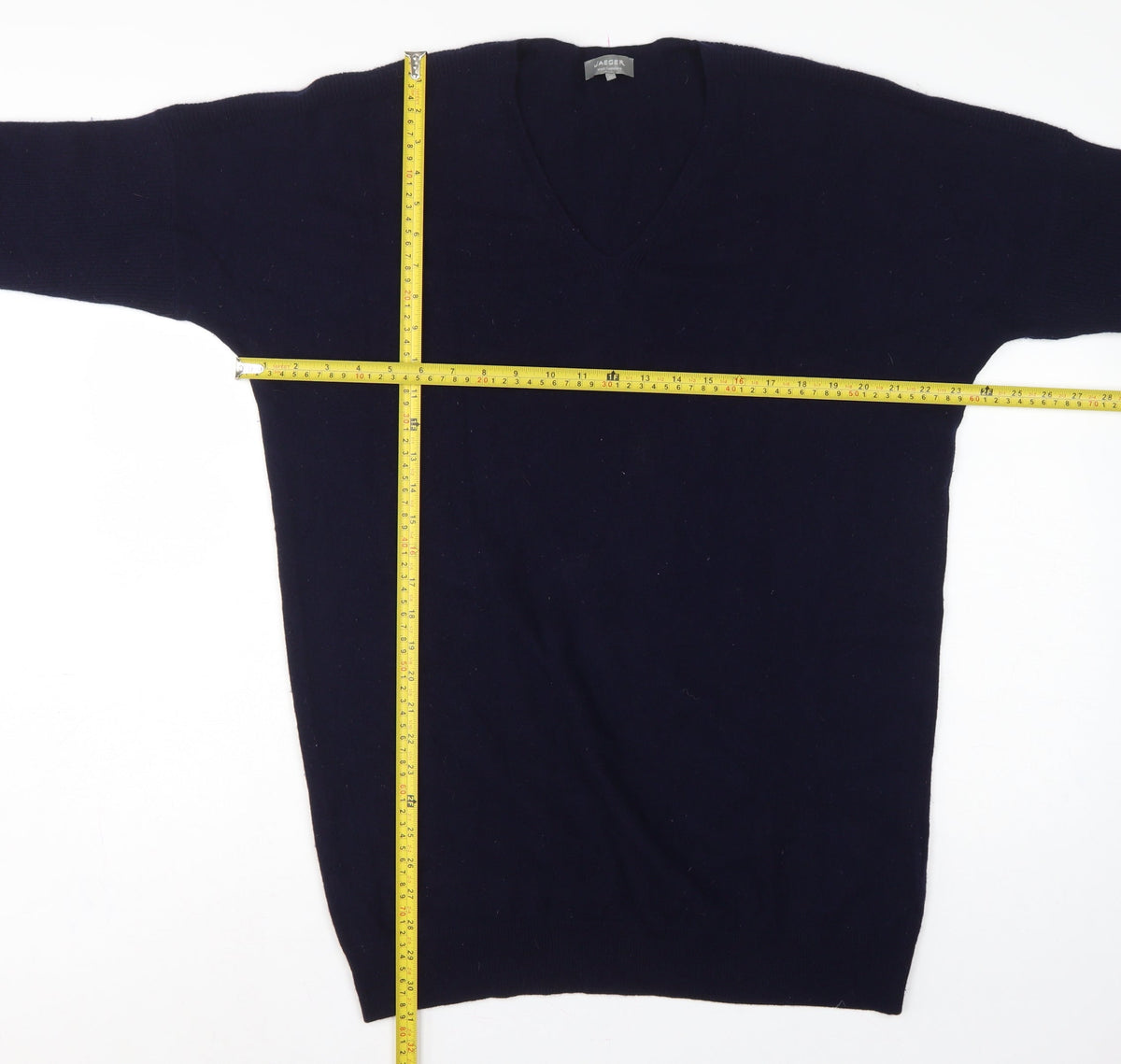 Jaeger Men's Blue M Wool Cashmere V-Neck Pullover Jumper