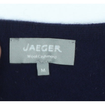 Jaeger Men's Blue M Wool Cashmere V-Neck Pullover Jumper