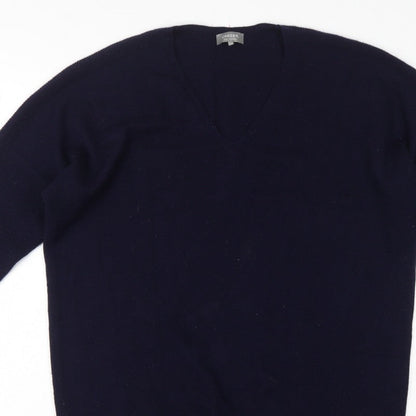 Jaeger Men's Blue M Wool Cashmere V-Neck Pullover Jumper
