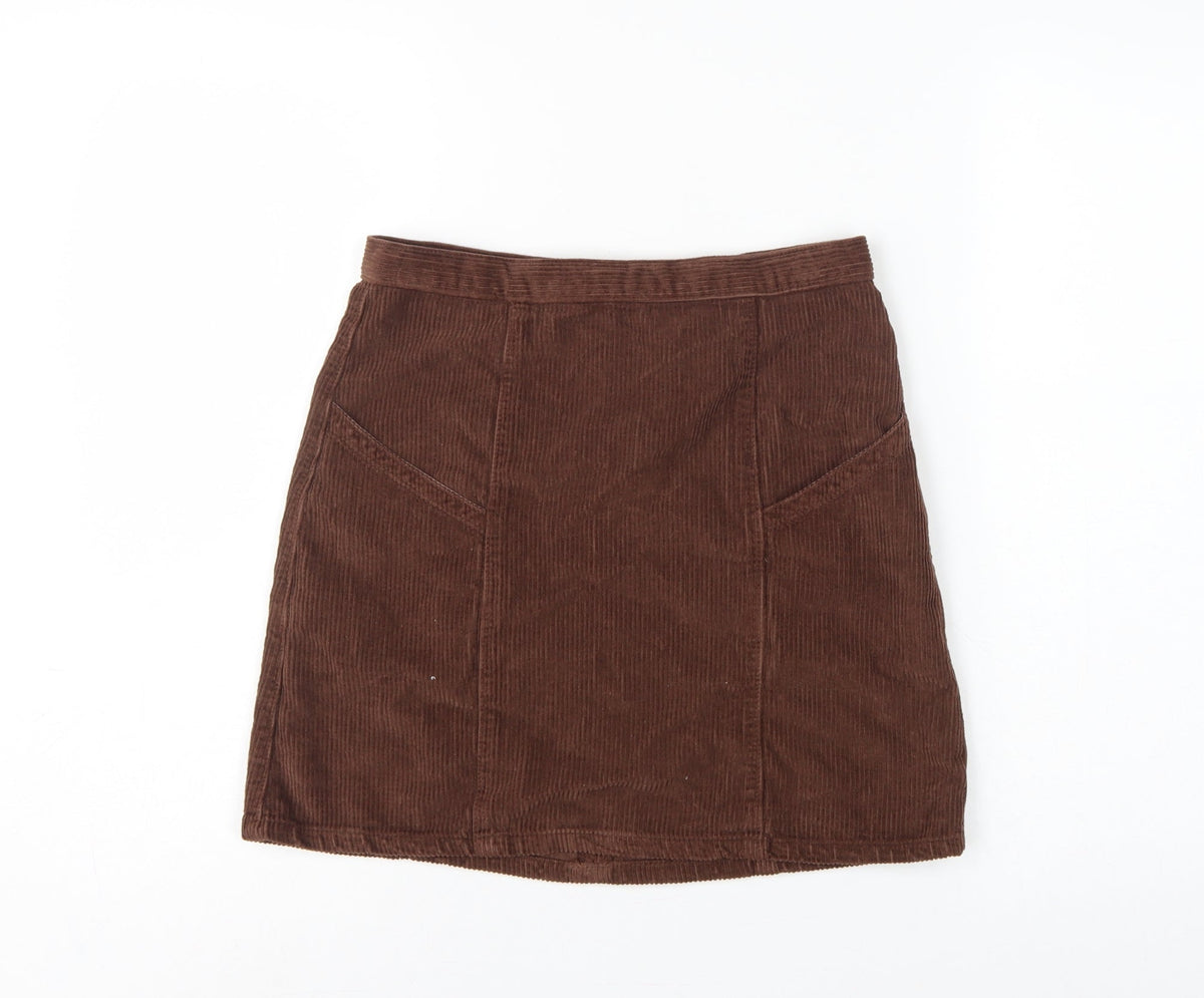 ASOS Design Women Brown UK 10 Corduroy Mini Pencil Skirt Pockets