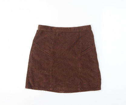 ASOS Design Women Brown UK 10 Corduroy Mini Pencil Skirt Pockets