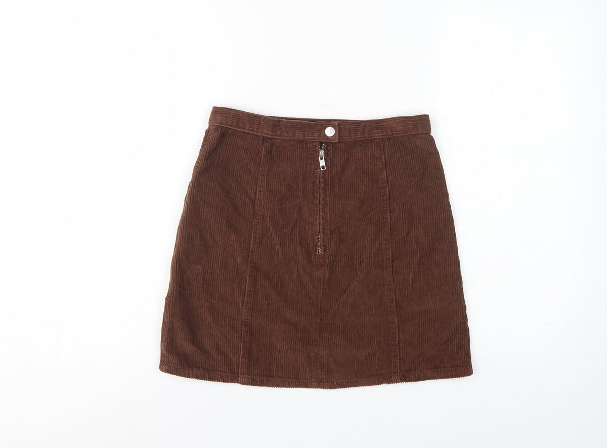 ASOS Design Women Brown UK 10 Corduroy Mini Pencil Skirt Pockets
