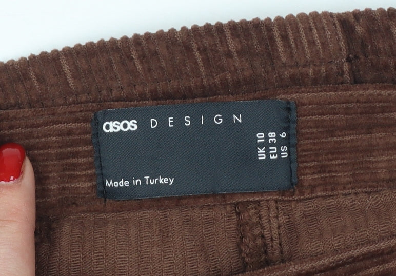 ASOS Design Women Brown UK 10 Corduroy Mini Pencil Skirt Pockets