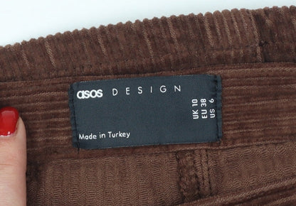 ASOS Design Women Brown UK 10 Corduroy Mini Pencil Skirt Pockets