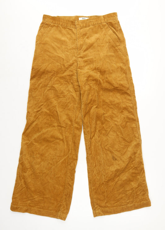 Uniqlo Women Brown UK 8 Wide-Leg Corduroy High Rise Trousers