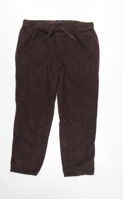 New Look Unisex Brown Corduroy Jogger Trousers XL Cotton