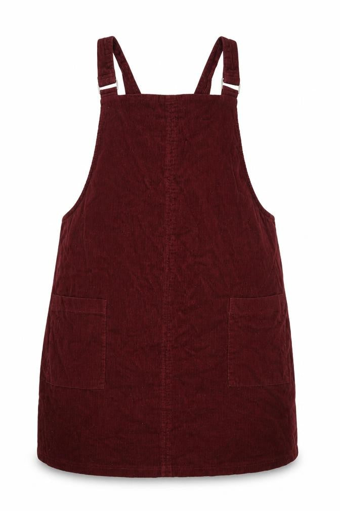 New Look Curves Women Red Corduroy Pinafore Dress UK 28 Adjustable Straps