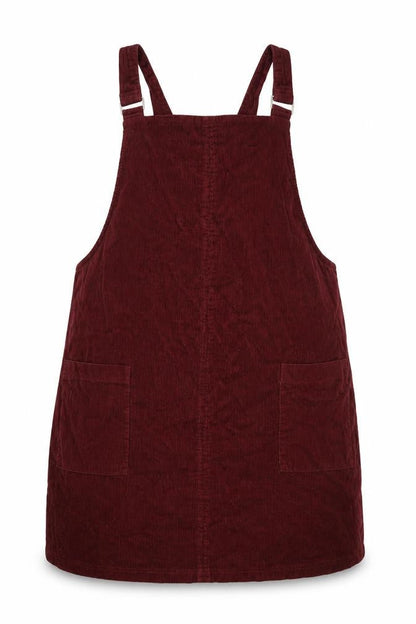 New Look Curves Women Red Corduroy Pinafore Dress UK 28 Adjustable Straps
