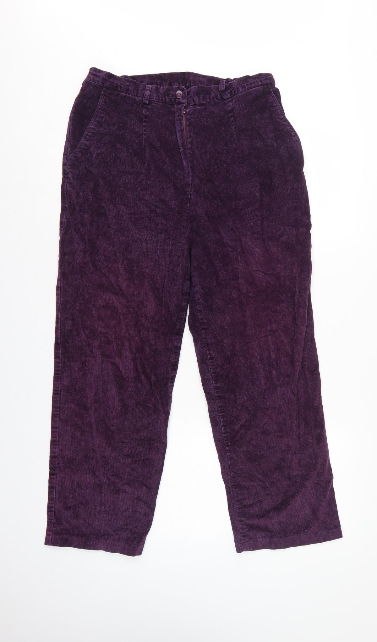 Country Collection Women Purple Corduroy Straight Trousers UK 14 28in