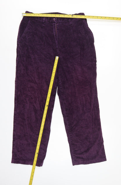 Country Collection Women Purple Corduroy Straight Trousers UK 14 28in