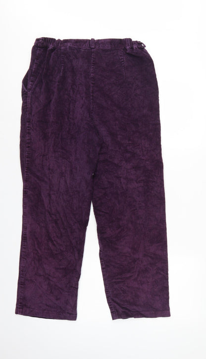 Country Collection Women Purple Corduroy Straight Trousers UK 14 28in
