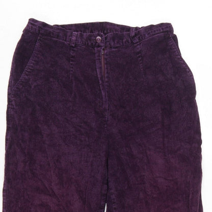 Country Collection Women Purple Corduroy Straight Trousers UK 14 28in