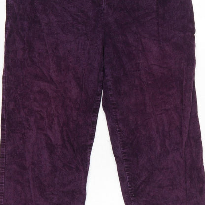 Country Collection Women Purple Corduroy Straight Trousers UK 14 28in