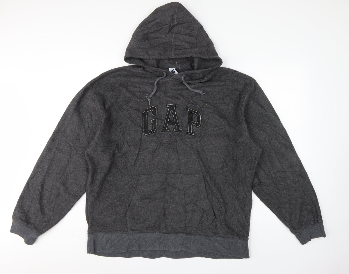 Gap Men’s Grey XL Pullover Hoodie Embroidered Logo Fleece