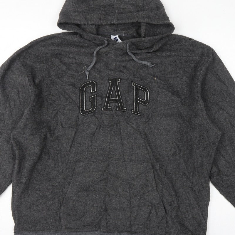 Gap Men’s Grey XL Pullover Hoodie Embroidered Logo Fleece