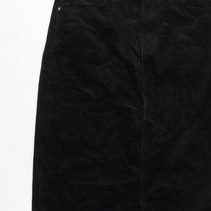Marks and Spencer Women Black UK 10 Long Corduroy Pencil Skirt