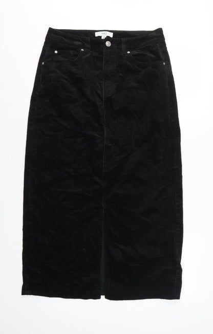 Marks and Spencer Women Black UK 10 Long Corduroy Pencil Skirt