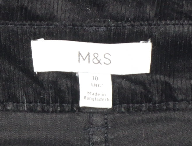 Marks and Spencer Women Black UK 10 Long Corduroy Pencil Skirt