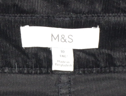 Marks and Spencer Women Black UK 10 Long Corduroy Pencil Skirt