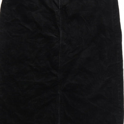 Marks and Spencer Women Black UK 10 Long Corduroy Pencil Skirt