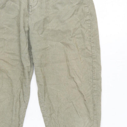 Zara Women Green UK 8 Paperbag Corduroy Tapered Trousers