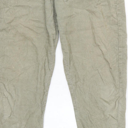Zara Women Green UK 8 Paperbag Corduroy Tapered Trousers