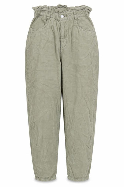 Zara Women Green UK 8 Paperbag Corduroy Tapered Trousers