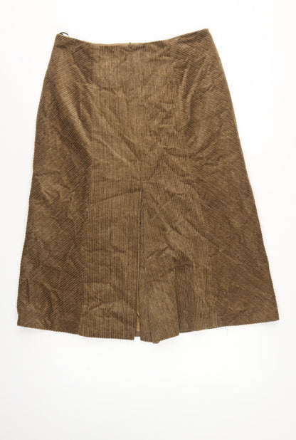 Per Una Women Brown UK 14 Herringbone Midi A-Line Lined Skirt
