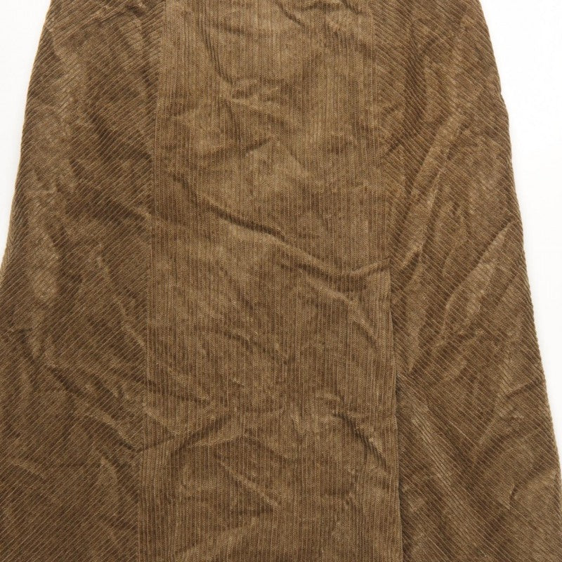 Per Una Women Brown UK 14 Herringbone Midi A-Line Lined Skirt