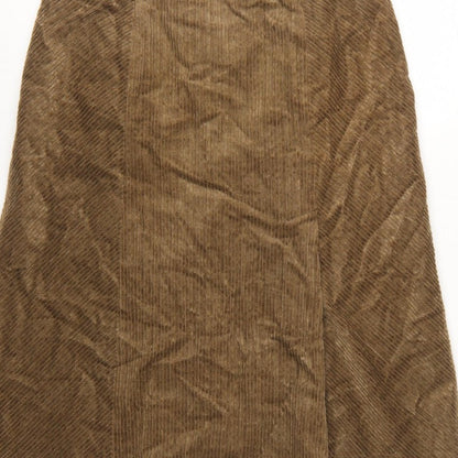 Per Una Women Brown UK 14 Herringbone Midi A-Line Lined Skirt