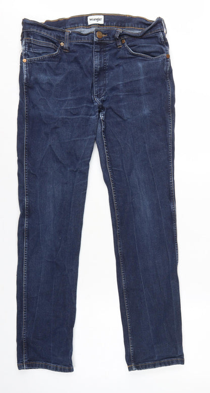 Wrangler Men’s Blue W34 L32 Regular Fit Straight Denim Jeans