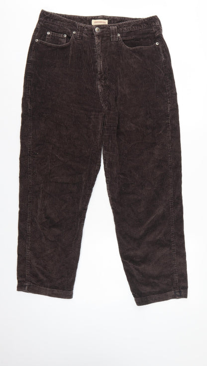 Crossroads Women’s Brown Size 10 Corduroy Tapered Trousers Pockets