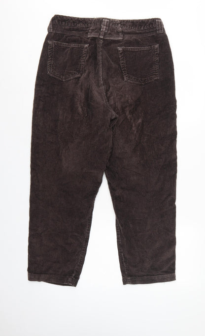 Crossroads Women’s Brown Size 10 Corduroy Tapered Trousers Pockets
