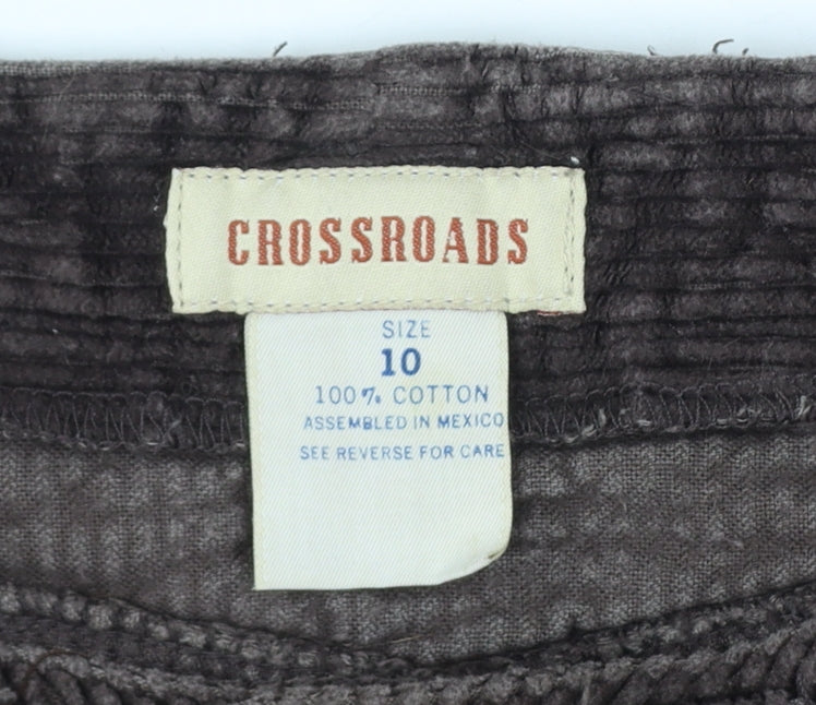 Crossroads Women’s Brown Size 10 Corduroy Tapered Trousers Pockets