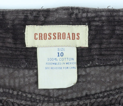 Crossroads Women’s Brown Size 10 Corduroy Tapered Trousers Pockets