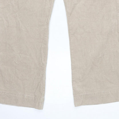 Marks and Spencer Women Beige UK 22 Regular Bootcut Cord Trousers