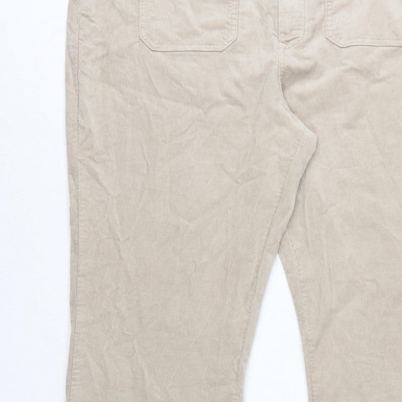 Marks and Spencer Women Beige UK 22 Regular Bootcut Cord Trousers