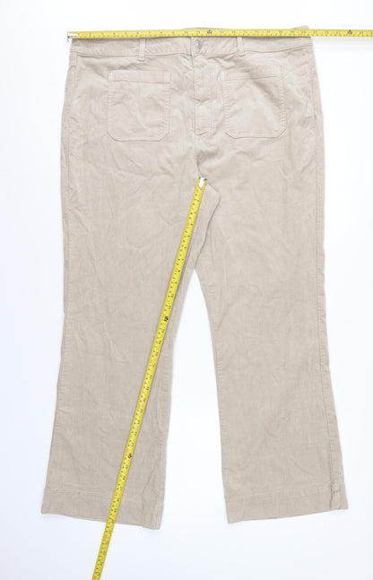 Marks and Spencer Women Beige UK 22 Regular Bootcut Cord Trousers