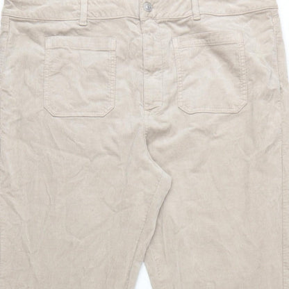 Marks and Spencer Women Beige UK 22 Regular Bootcut Cord Trousers