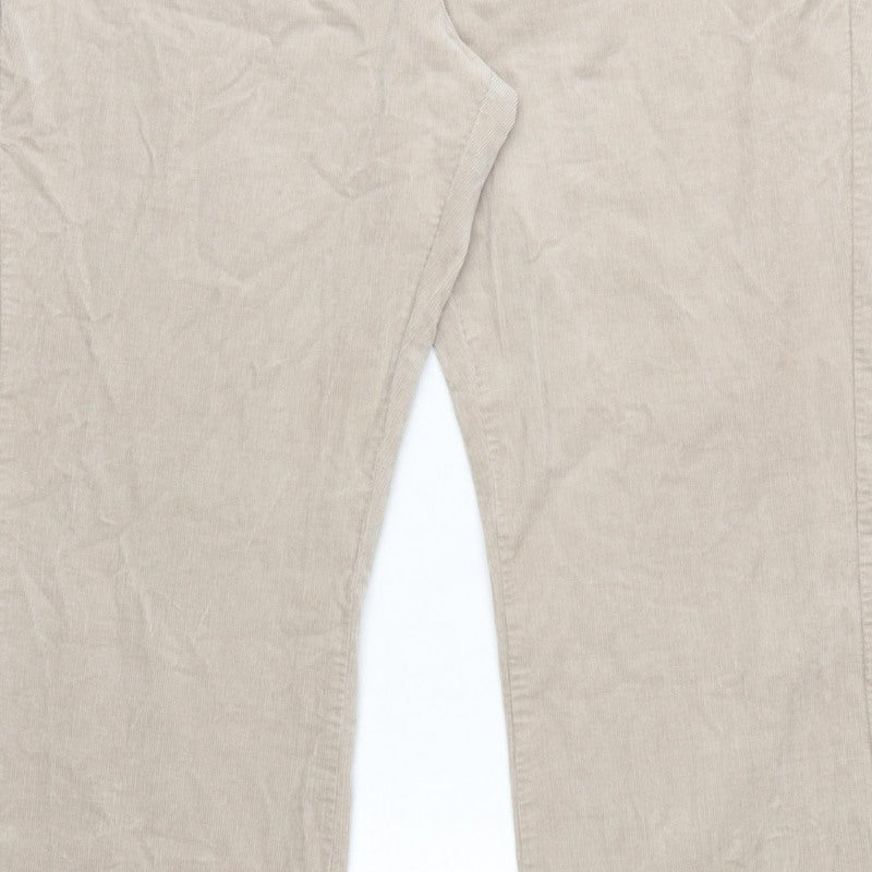 Marks and Spencer Women Beige UK 22 Regular Bootcut Cord Trousers