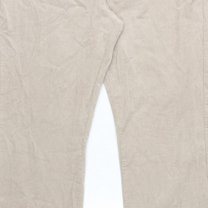 Marks and Spencer Women Beige UK 22 Regular Bootcut Cord Trousers