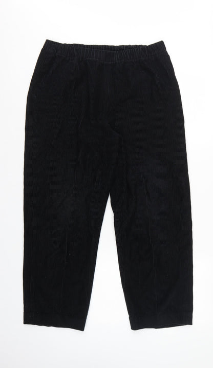 Orvis Women’s Black Size 12 Cotton Corduroy Elastic Waist Tapered Trousers