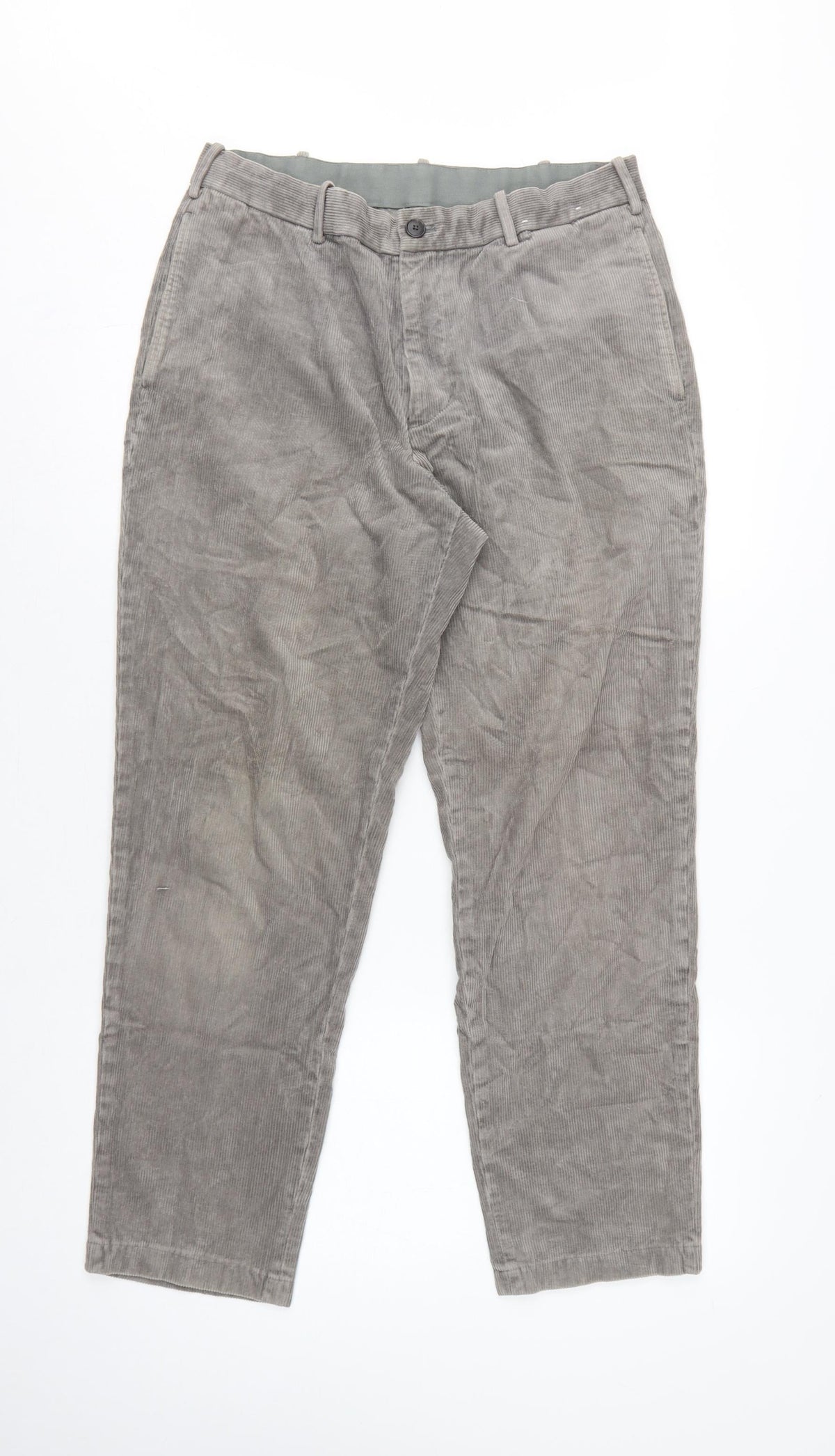 Uniqlo Men's Grey Corduroy Chino Trousers M 30in Regular Tapered