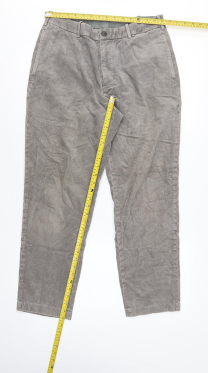 Uniqlo Men's Grey Corduroy Chino Trousers M 30in Regular Tapered