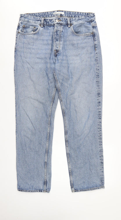 Zara Women’s Blue UK 16 High Rise Straight 5 Pocket Jeans