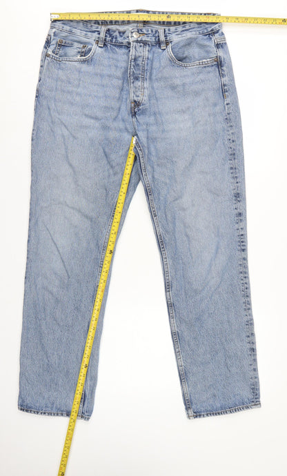 Zara Women’s Blue UK 16 High Rise Straight 5 Pocket Jeans