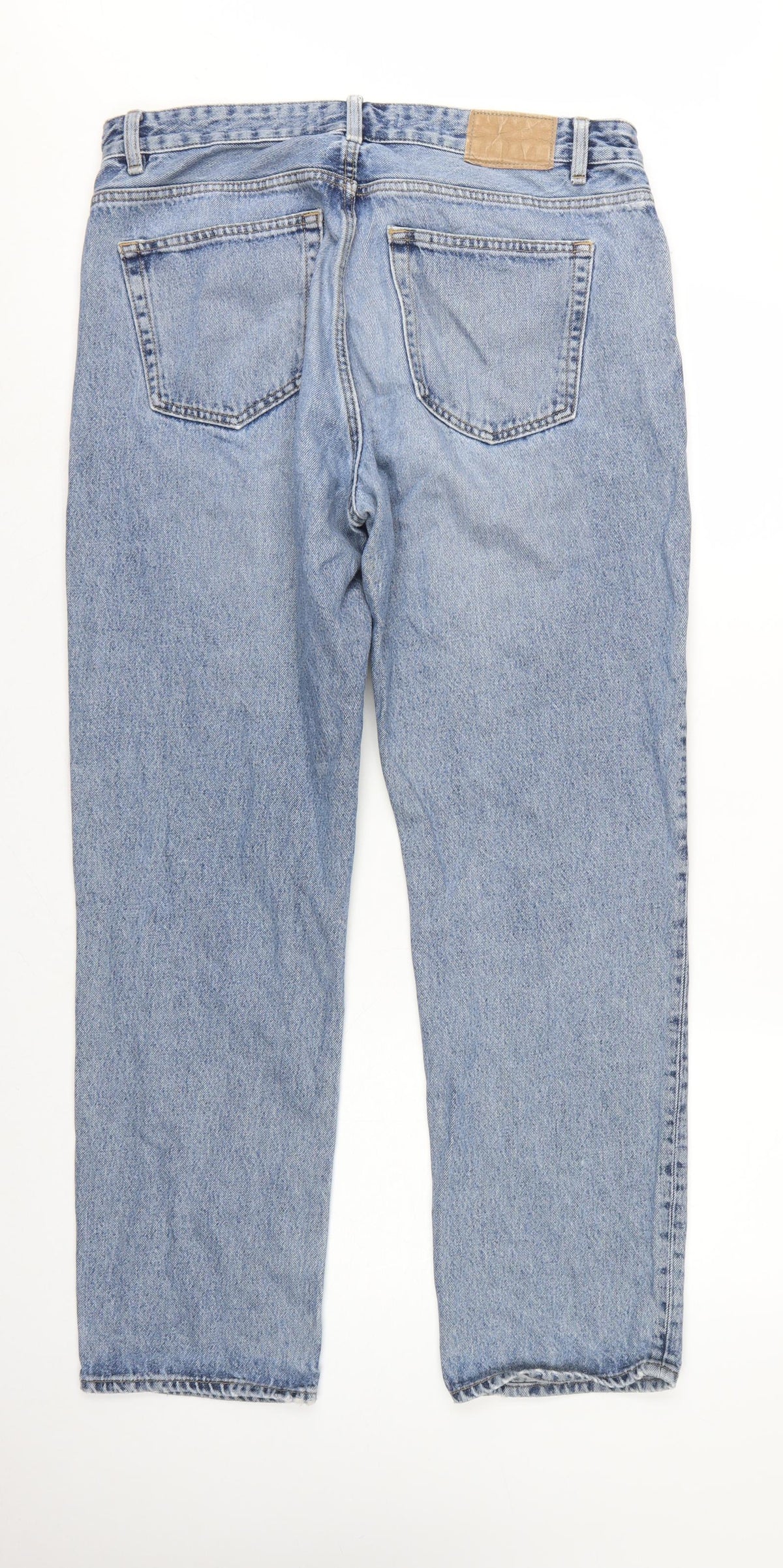 Zara Women’s Blue UK 16 High Rise Straight 5 Pocket Jeans