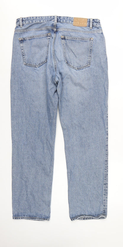 Zara Women’s Blue UK 16 High Rise Straight 5 Pocket Jeans