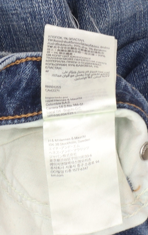 H&M Women Blue UK 8 Boyfriend Distressed Girlfriend Fit Jeans